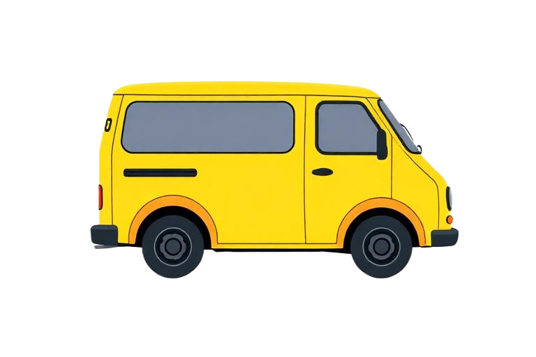 Yellow delivery van